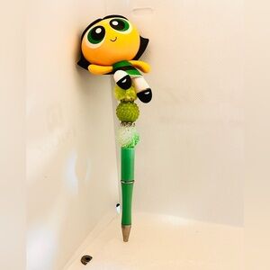 Green Powerpuff Girls Plush Top Pen beaded